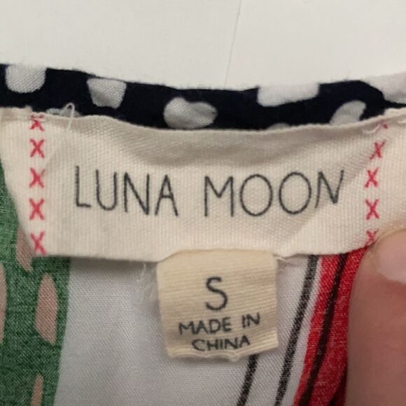 LUNA Moon Multi Color and Multi Pattern Print Blouse Size Small - Picture 9 of 9